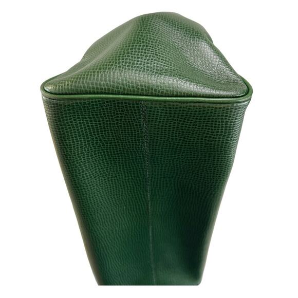 Vintage Christian Dior Green Leather Satchel Bag Gold CD Logo Made In France - Picture 14 of 15